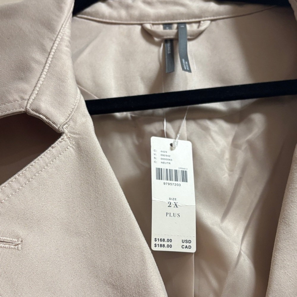 Embroidered Beige short Trench Coat - Women's Plus - Picture 3 of 6